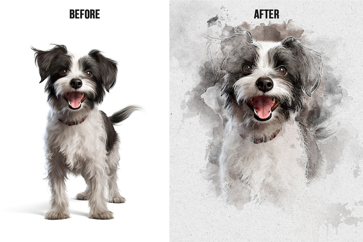Pet Watercolor Art Photoshop Effect, an Action Add-On by Shovajit (Photo 4 of 8)