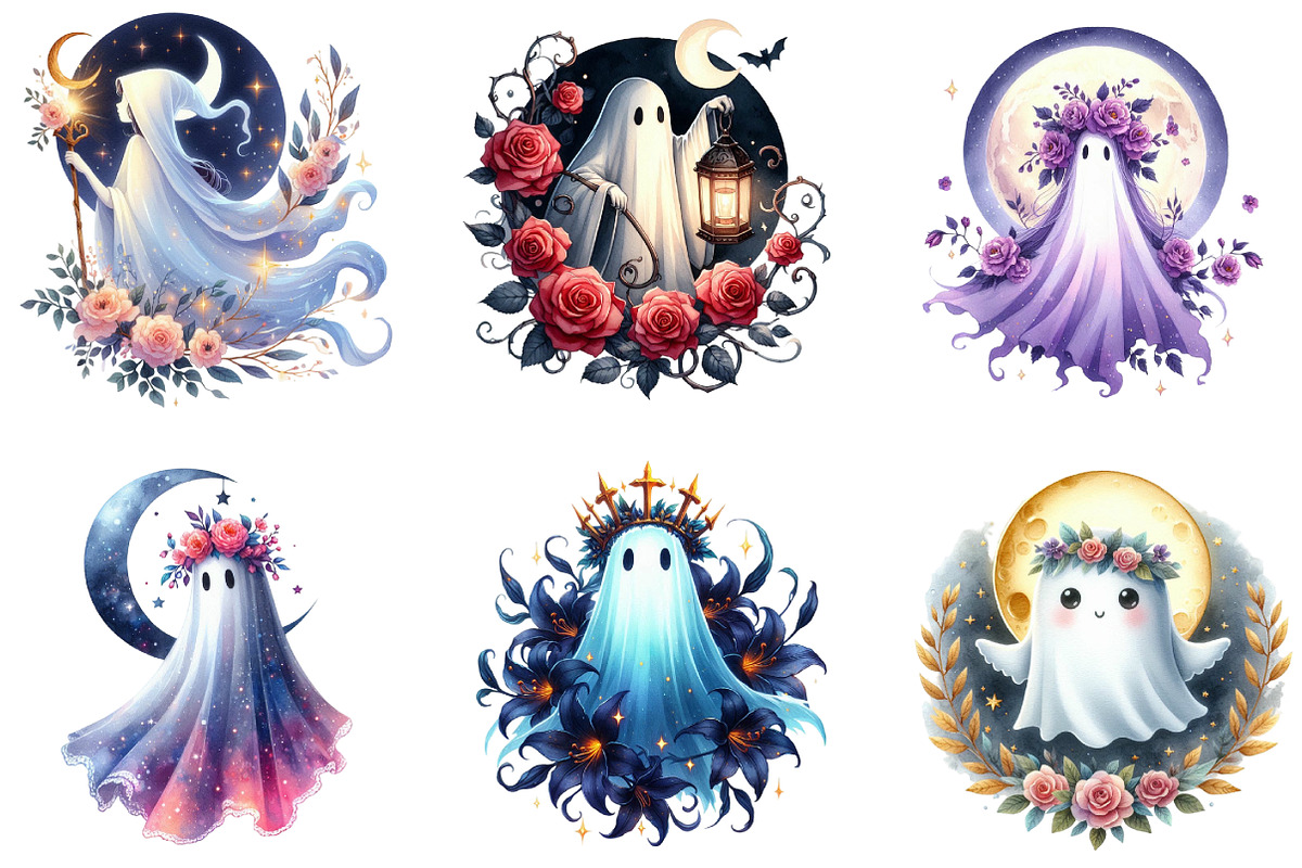 Floral Phantom Moonlight Ghost Clipa, an Illustration by DreamArtGraphic (Photo 5 of 5)