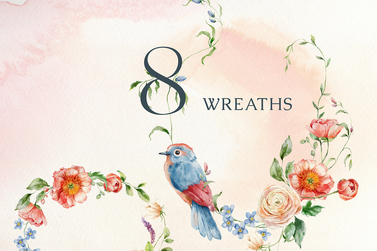 Wildflowers watercolor flowers birds, a Decorative Illustration by Yuliya Derbisheva (Photo 8 of 14)