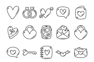 Love Doodle Illustration Set, a Templates & Theme by studiogstock