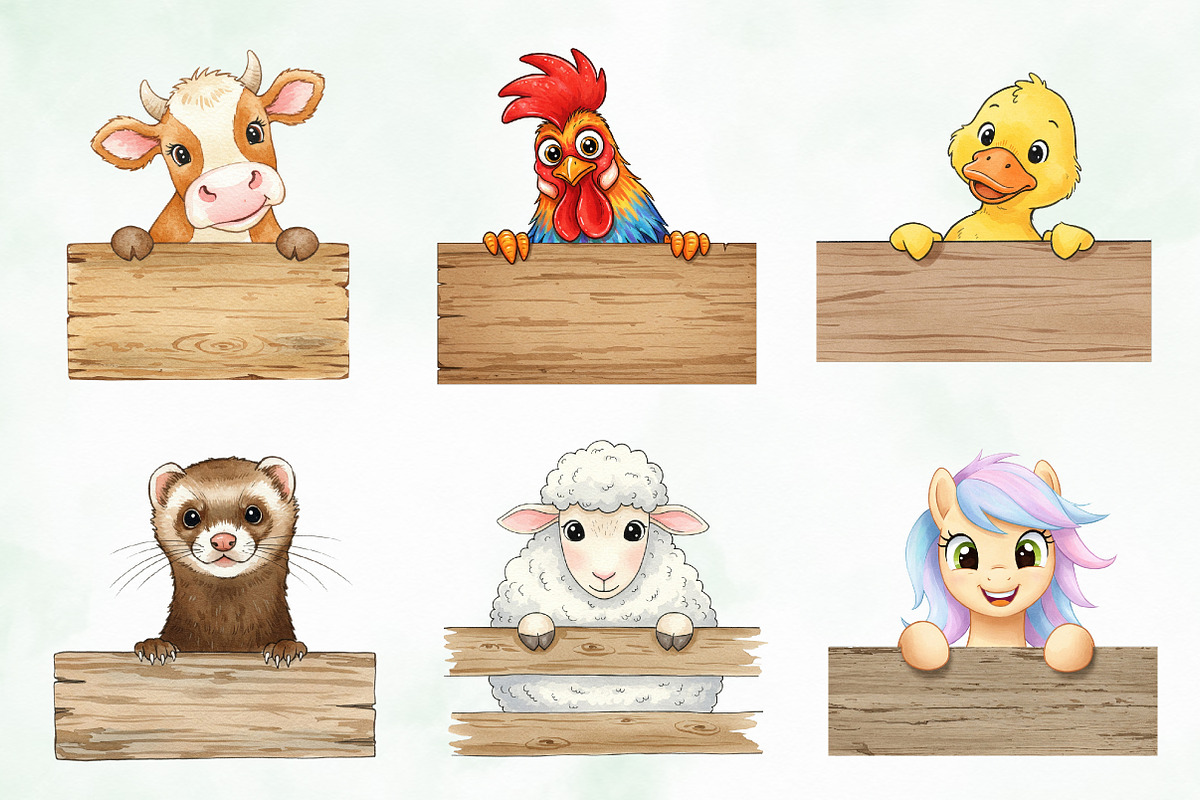 Peeking Farm Animal PNG Clipart, an Illustration by Creative Art (Photo 7 of 9)