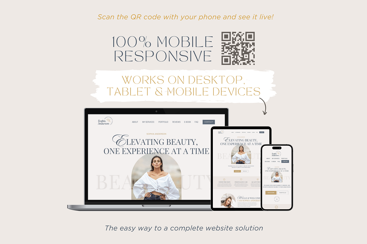 Beauty Website Template Canva Boho, a Landing Page Template by vectorocean (Photo 4 of 11)
