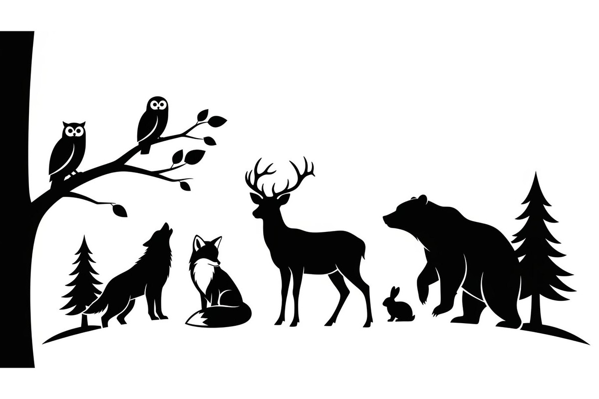 Wildlife Forest Silhouette Vector Bu, an Illustration by Designs_River (Photo 8 of 51)