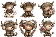 Quirky Valentine Highland Cow Clipar, an Illustration by Craft Nest (Thumbnail 9 of 10)