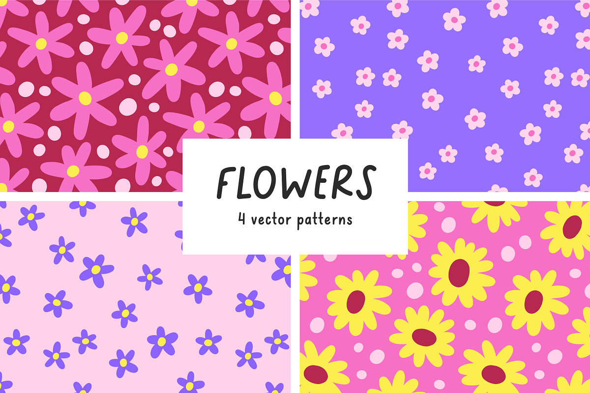 Groowy flowers, seamless pattern set, a Pattern Graphic by Good Studio (Photo 1 of 12)