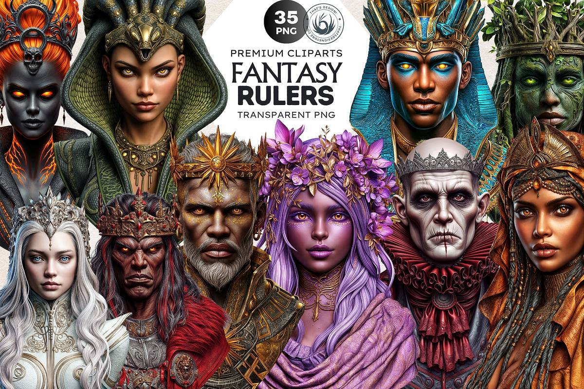 Fantasy rulers clipart set | Creative Market