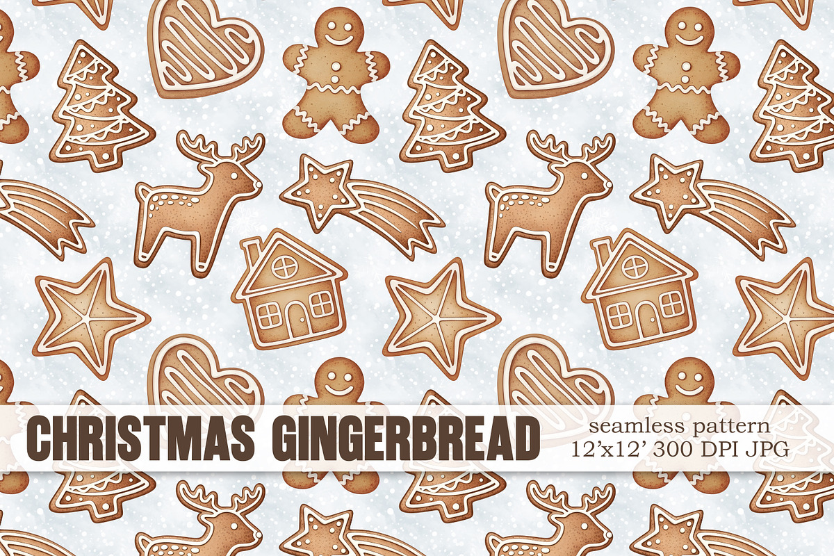Gingerbread Christmas Pattern, a Pattern Graphic by Kreeya Art Shop (Photo 1 of 14)