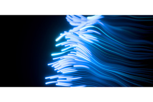 Blue neon glowing lines, energy wavy, a Background Graphic by Marozhkastudio