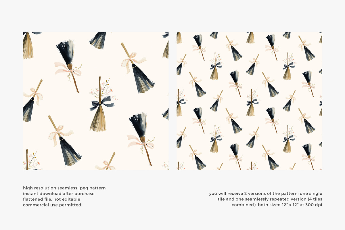 witch broom seamless pattern, a Pattern Graphic by Pink Studio Art (Photo 3 of 4)
