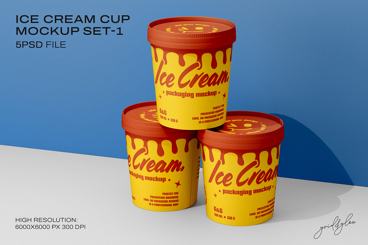 Ice Cream Cup Mockup Set-1, a Cups & Container Mockup by Grid&Glow (Photo 1 of 7)
