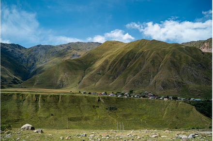 village panorama gorge with green