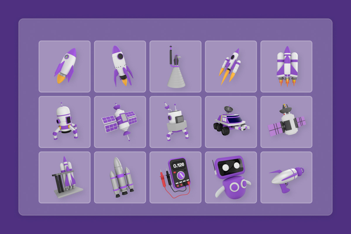 Rocket Launch & Spacecraft 3D Icons, a Technology Illustration by twinstd (Photo 6 of 6)
