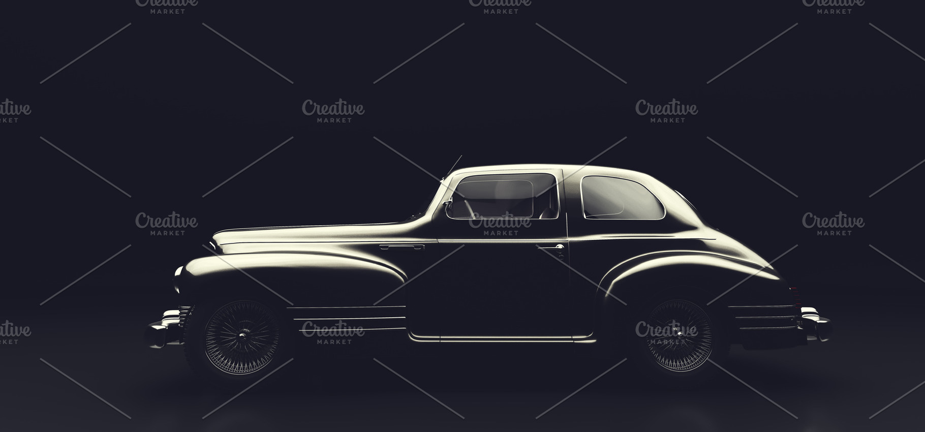 Classic retro car on black., a Transportation Photo by Photocreo Michal Bednarek