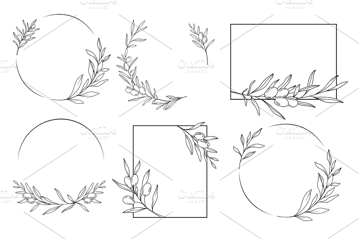 Olive Branch Line Art Clipart SVGs, a Decorative Illustration by Stellalunarts (Photo 6 of 12)