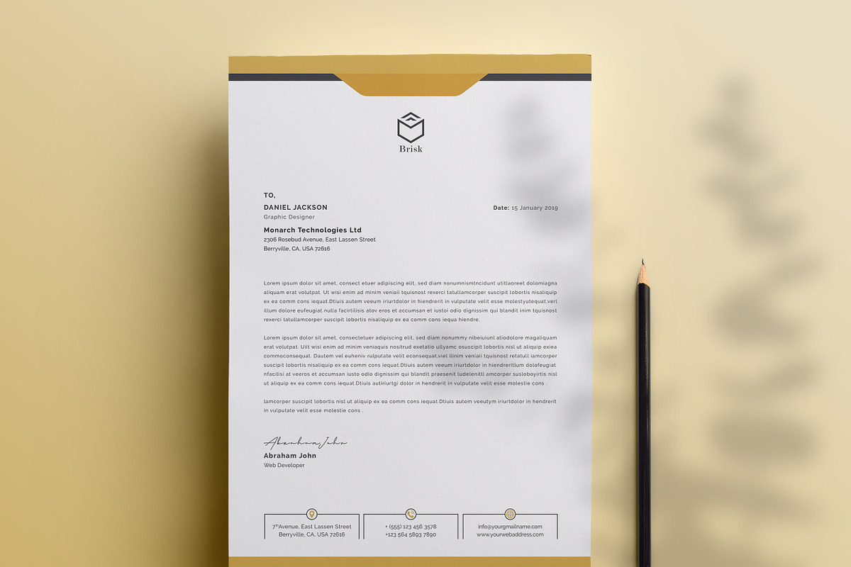 Clean Letterhead Word, a Stationery Template by ResumeDevisers (Photo 7 of 8)