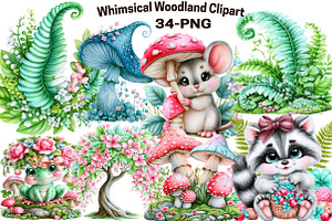 Whimsical Woodland Clipart PNG, a Seasonal Illustration by SVGArt