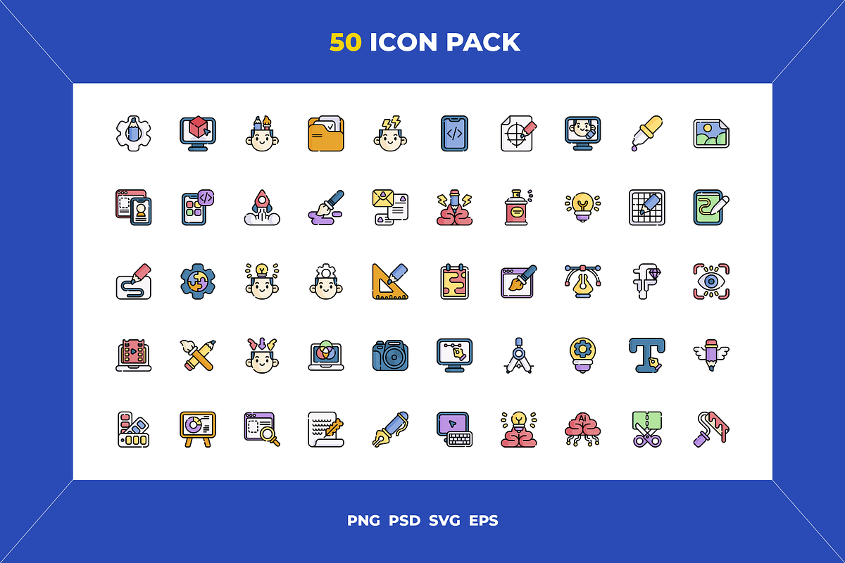 Creative process icons, an Outline Icon by Wencory (Photo 1 of 2)