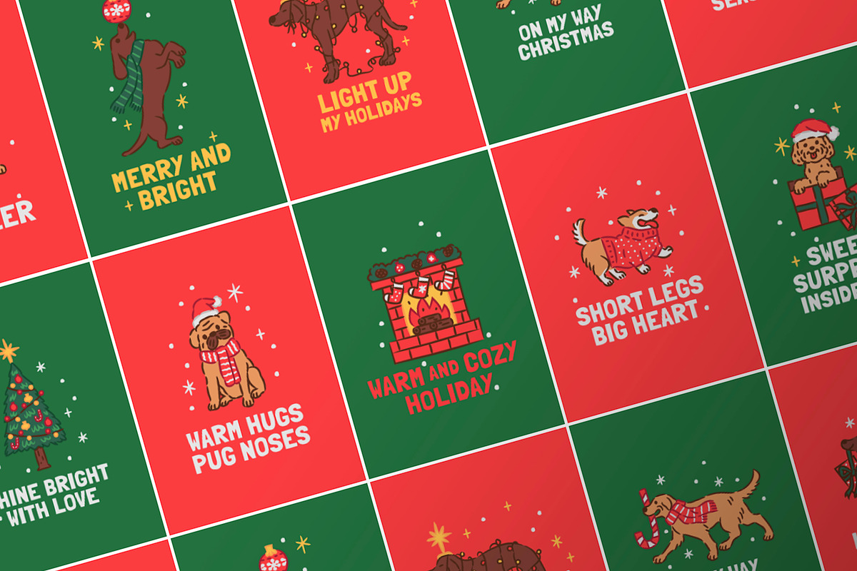 Christmas Dogs, an Animal Illustration by monkik (Photo 2 of 7)
