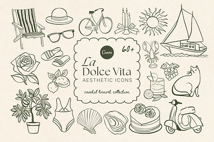 La Dolce Vita Aesthetic Icon Bundle, an Object Graphic by The Flossy Finch