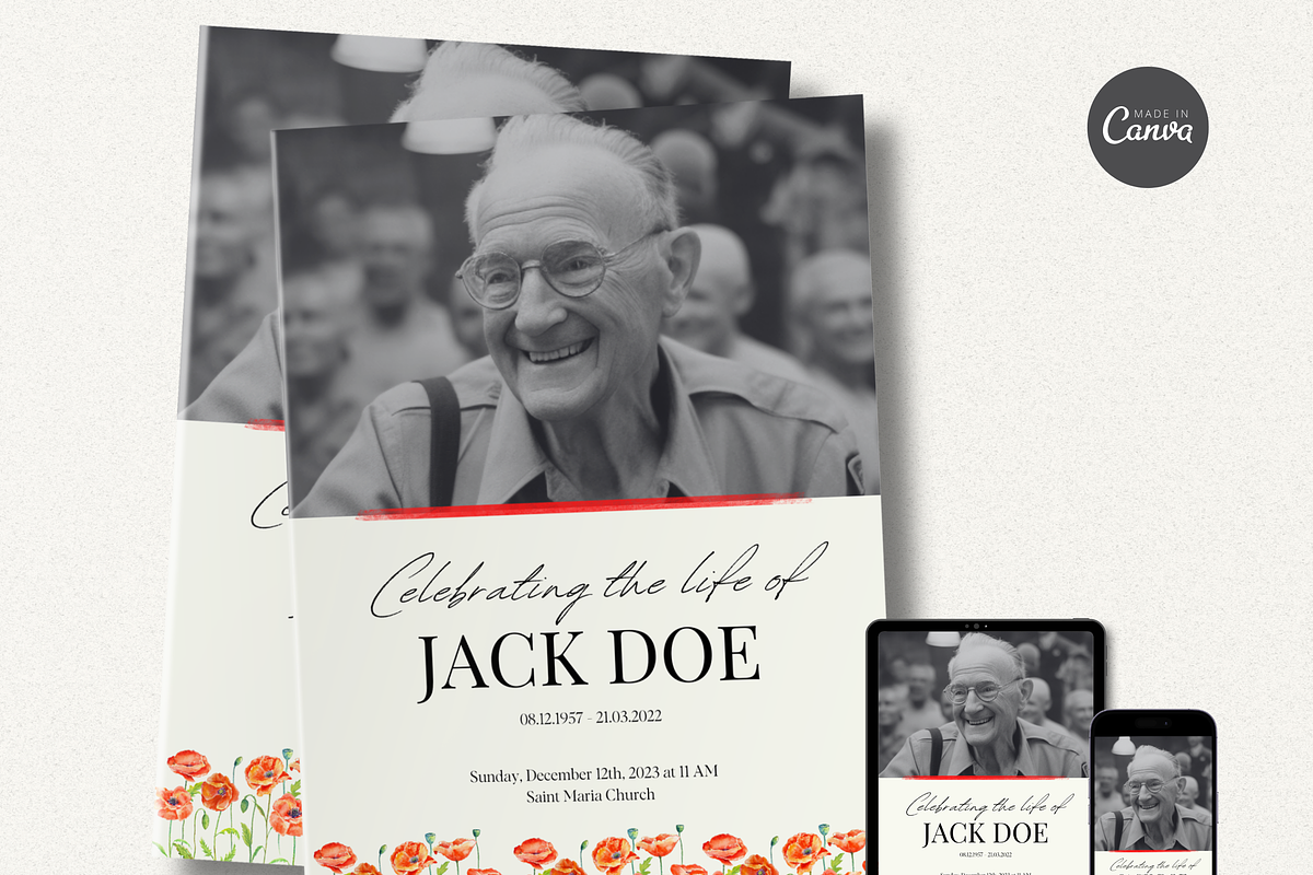 Funeral Program Template I Canva, an Invitation Template by The Social Stuff (Photo 2 of 10)
