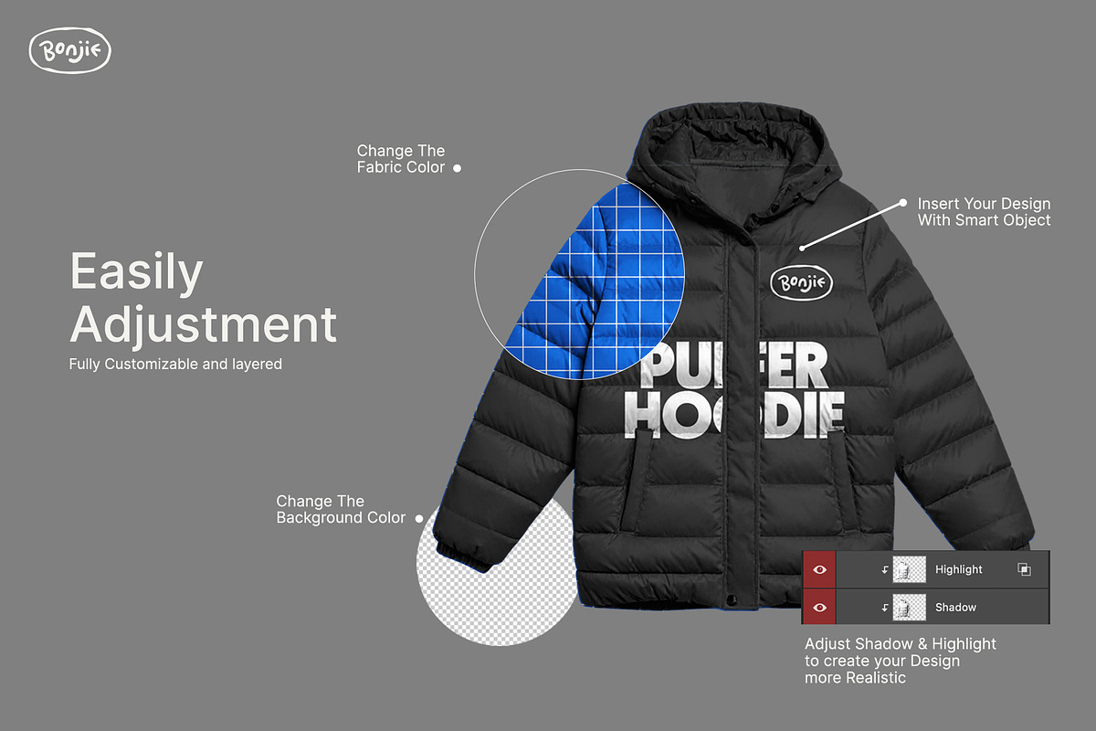 Boxy Puffer Hoodie Mockup, a Hoody Mockup by Pipello Grafik (Photo 2 of 3)
