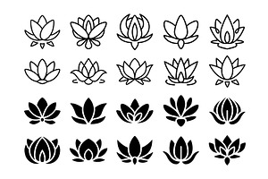 Lotus flower icon. Yoga zen logo, an Object Illustration by winwin.art