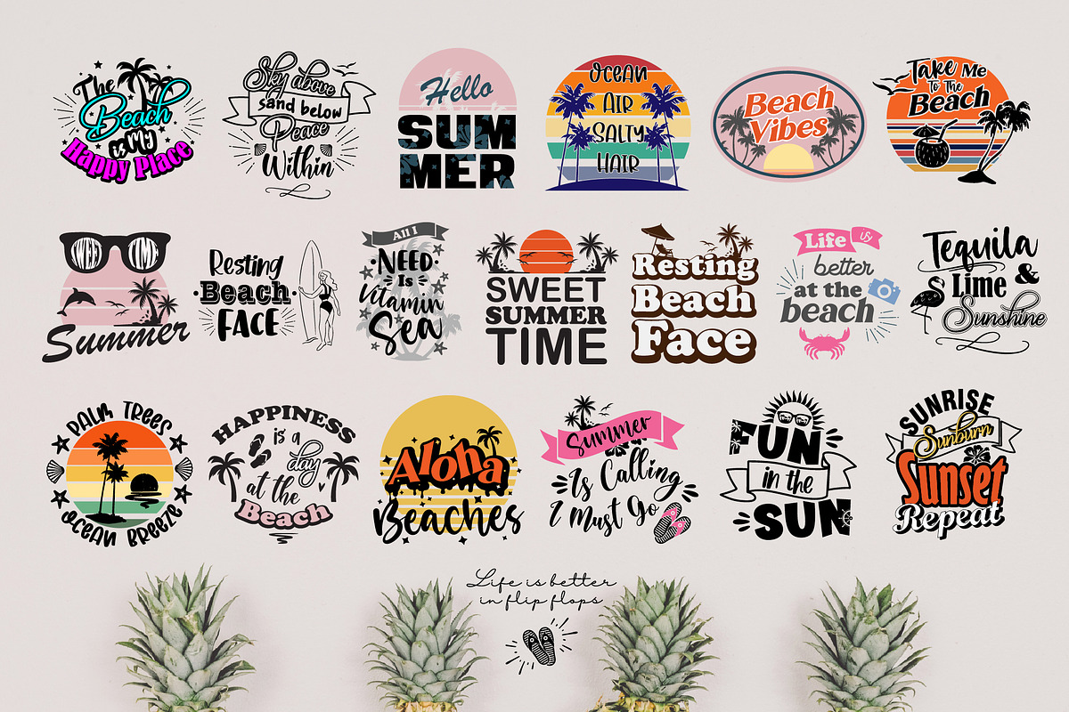 Summer Beach Quotes SVG Bundle, an Illustration by Orange Brush Studio (Photo 2 of 4)