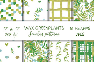 Crayon Botanical Seamless Patterns