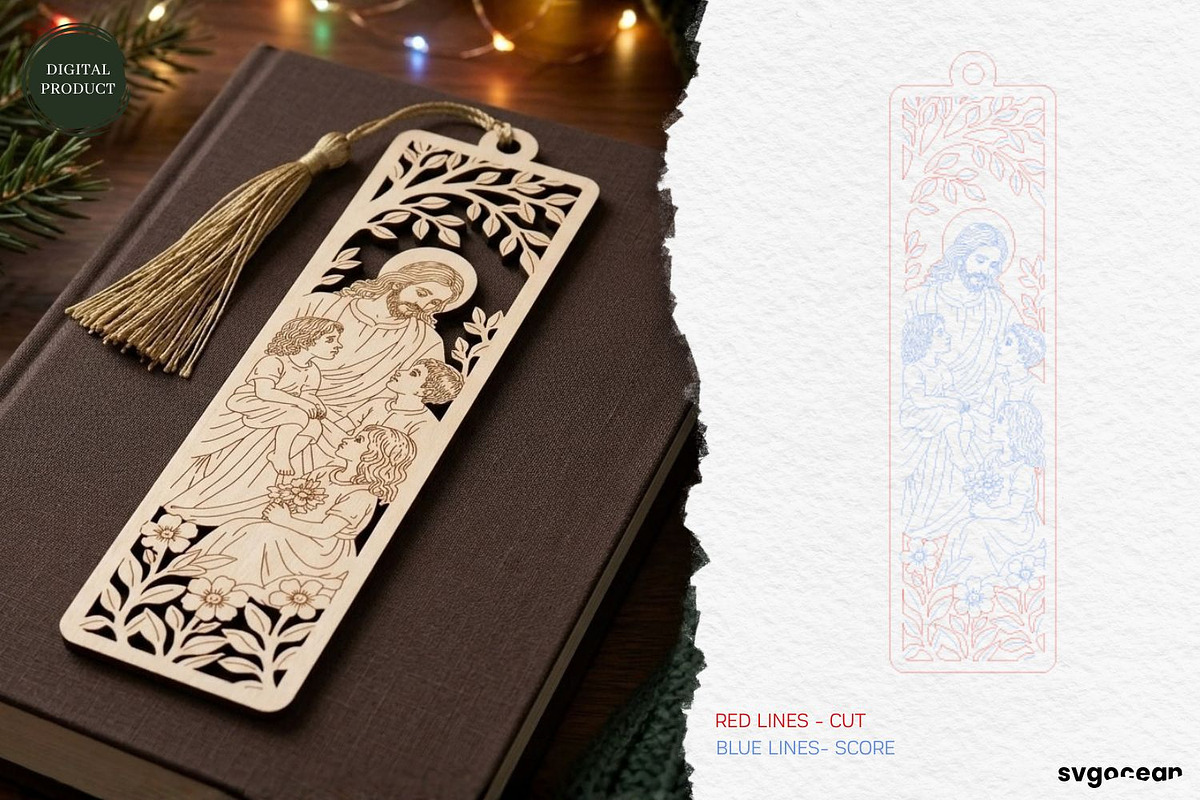 Wooden Jesus Bookmarks SVG Bundle, a Decorative Illustration by svgocean (Photo 5 of 13)