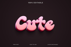 Pink Color Cute 3D Text Effect