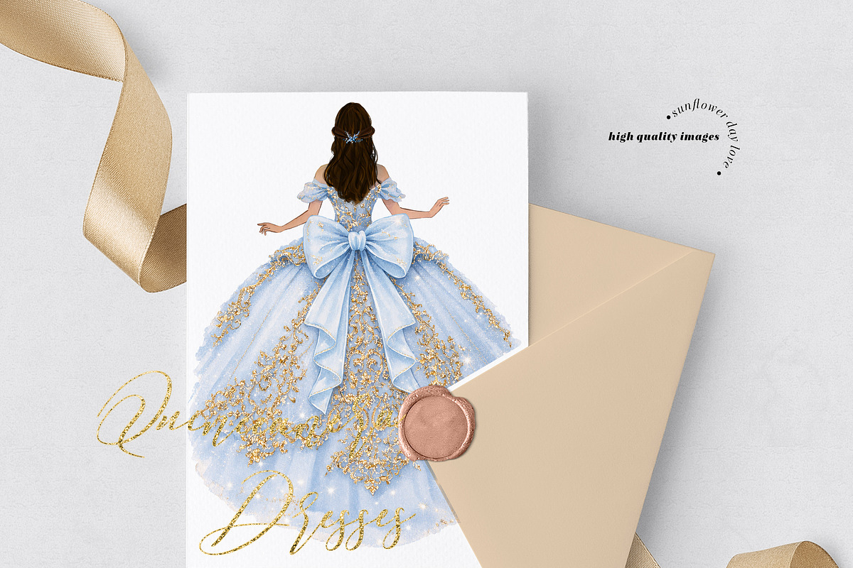 Baby Blue Quinceanera Dress Clipart, an Illustration by Sunflower Day Love (Photo 2 of 3)