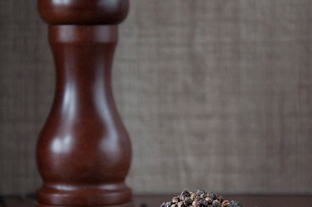 Black pepper featuring pepper, pot, and spice