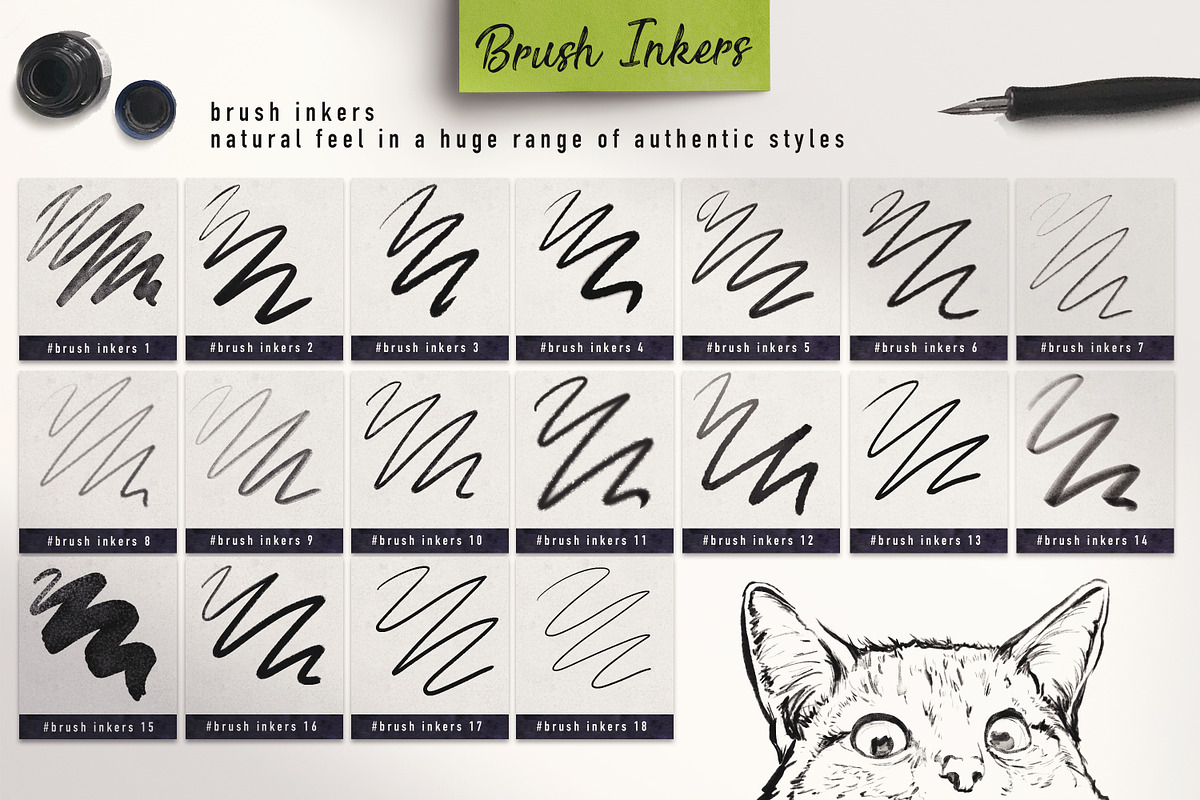 Brush Pack - Ink and Watercolor - PS, a Brush Add-On by ZiziMarket (Photo 2 of 8)