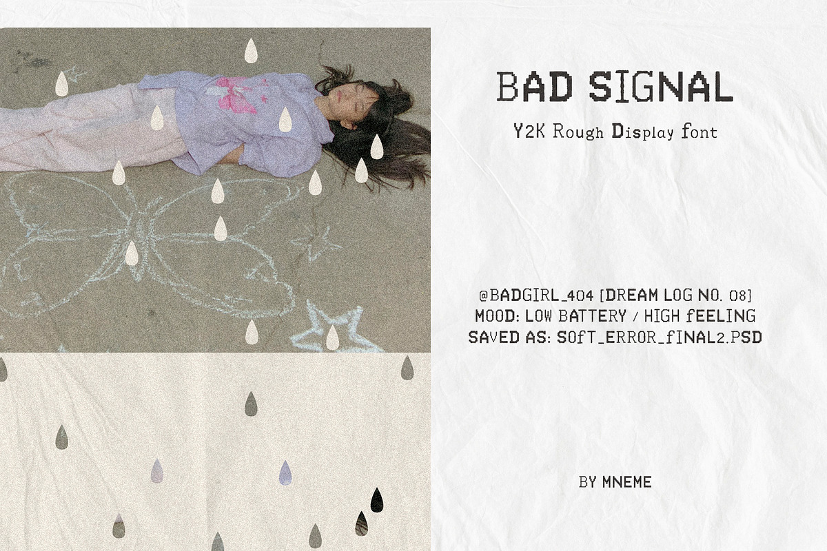 Bad Signal: Y2K Rough Display Font, a Sans Serif Font by Mneme (Photo 6 of 9)