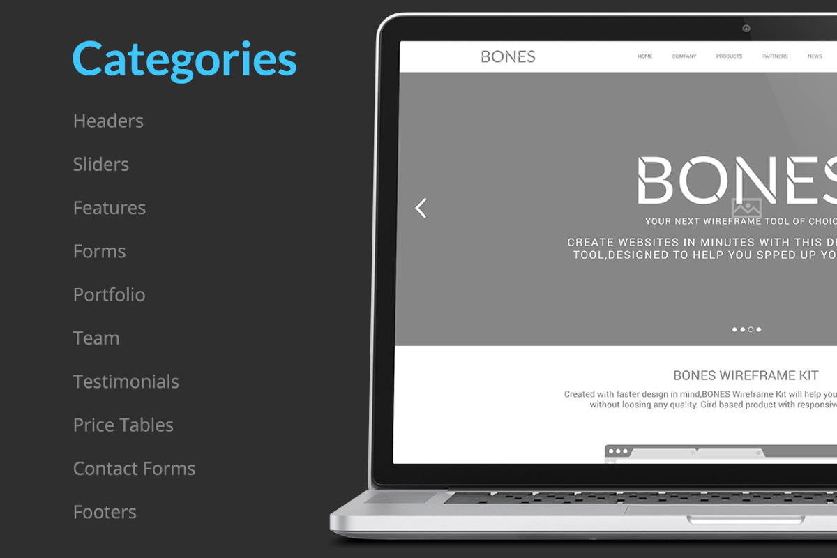 Bones Wireframe Kit, a Wireframe Template by Web Donut (Photo 3 of 9)