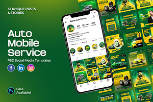 Automobile Service Social Media Pack, a Social Media Template by Raytas Studio