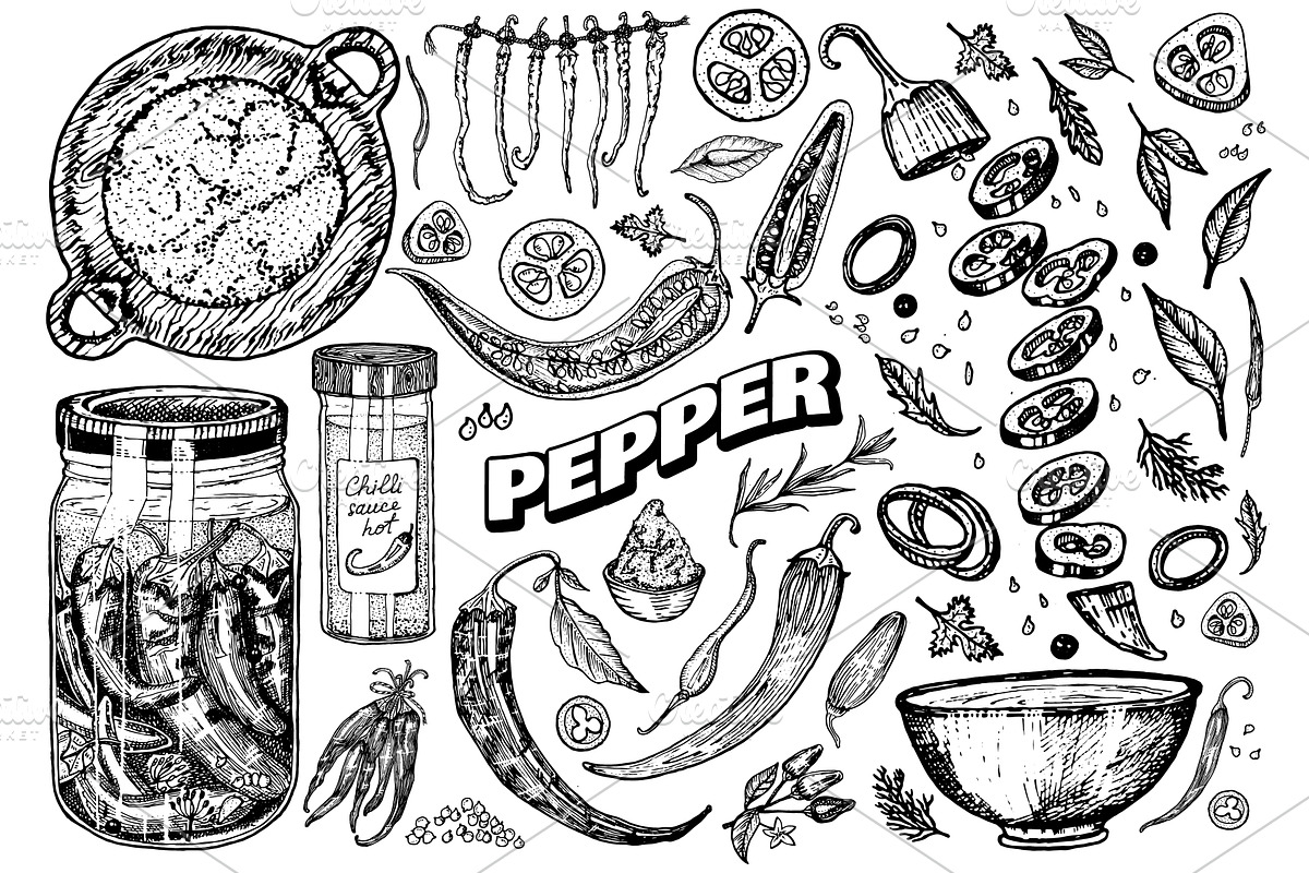 Red hot chili peppers in, a Food Illustration by Arthur Balitskiy