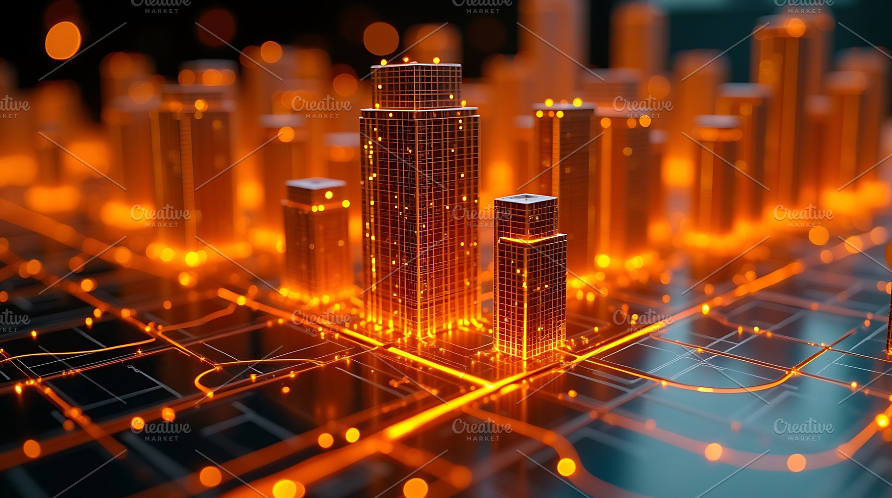Futuristic city digital network, a Technology Photo by Artonix