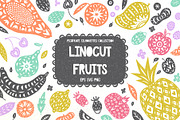 Linocut Fruit Silhouettes Collection, a Graphic by PicByKate (Thumbnail 1 of 6)