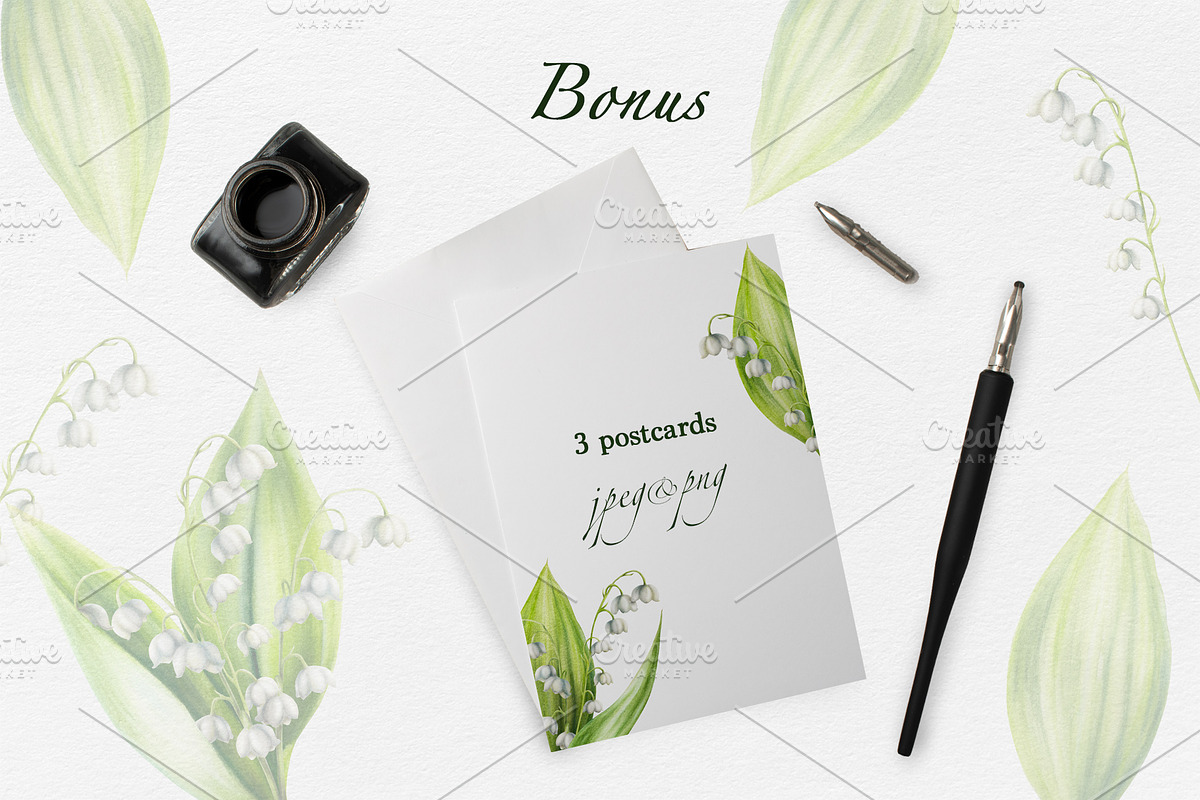 Lily of the valley watercolor, an Object Illustration by Navenzeles (Photo 10 of 10)