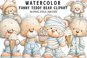 Funny Teddy Bear Clipart, an Illustration by Libby Wishes (Thumbnail 1 of 7)