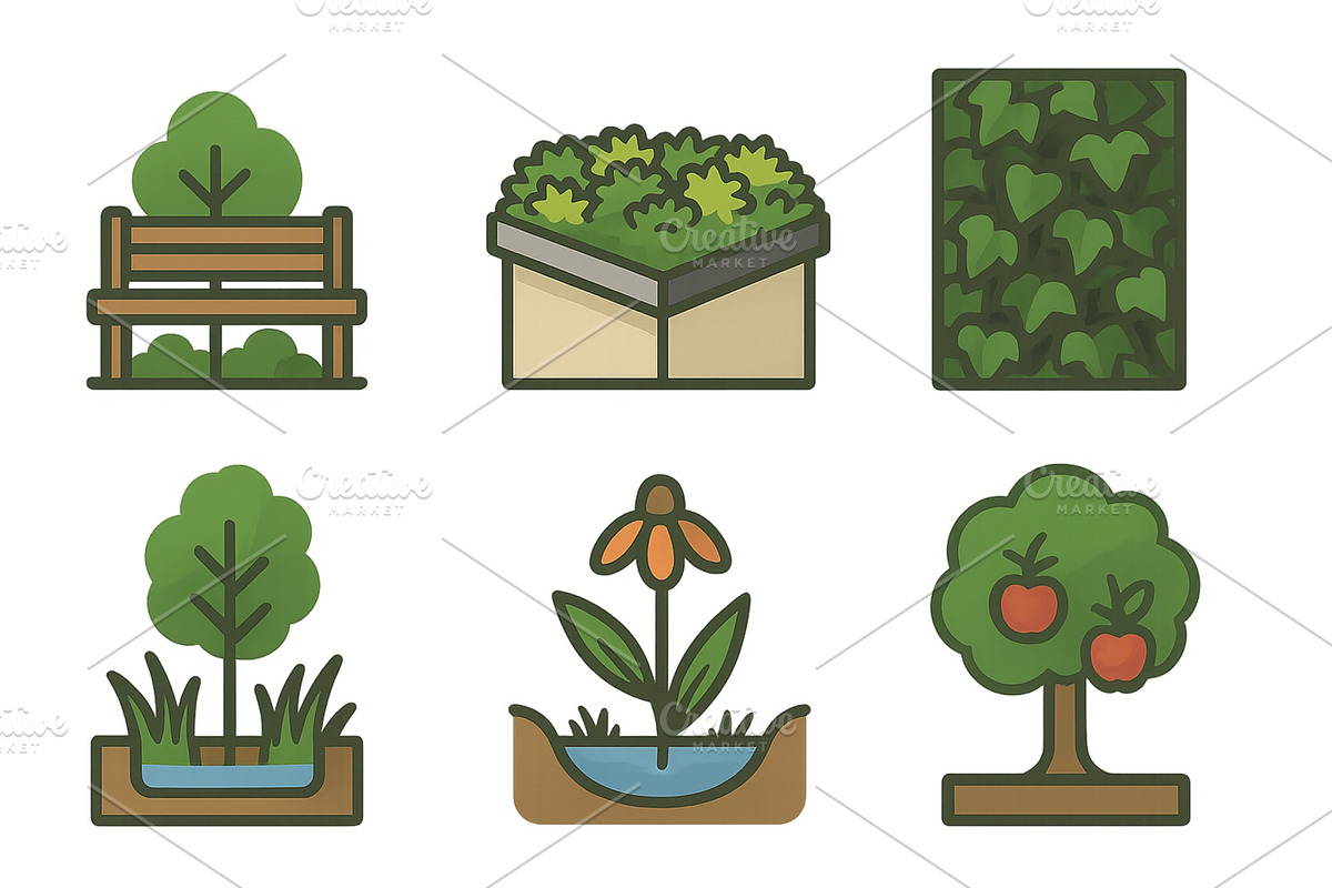 Illustrations of various plants and, an Object Illustration by ZinetroN