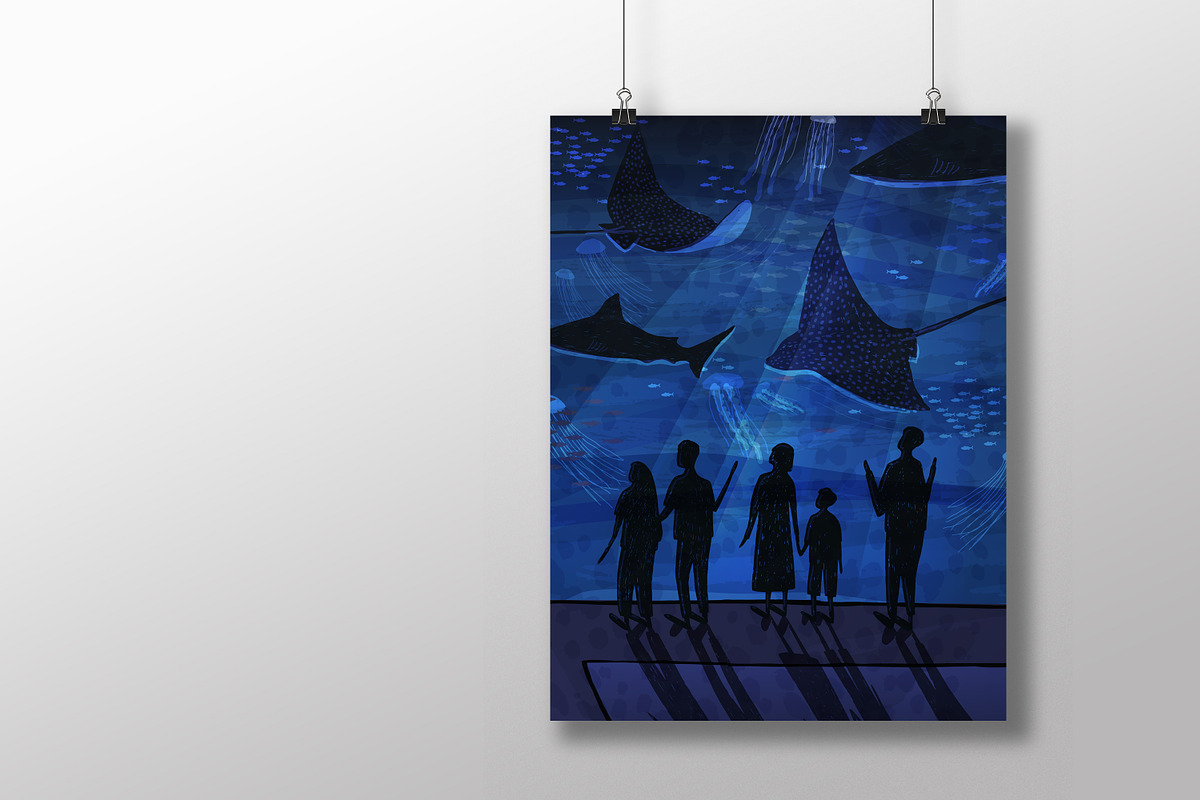 People in oceanarium, an Animal Illustration by Good Studio (Photo 3 of 4)