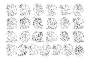 50 Dragon Procreate Stamps Brushes