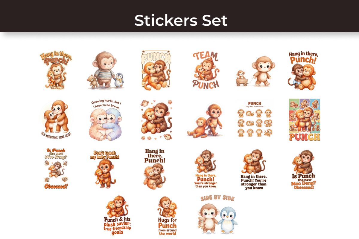 2-in-1 Punch Baby Monkey Clipart, an Animal Illustration by InkyQueenArt (Photo 7 of 8)
