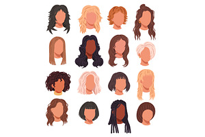 Set of female hairstyles collection, a Person Illustration by Yayasya