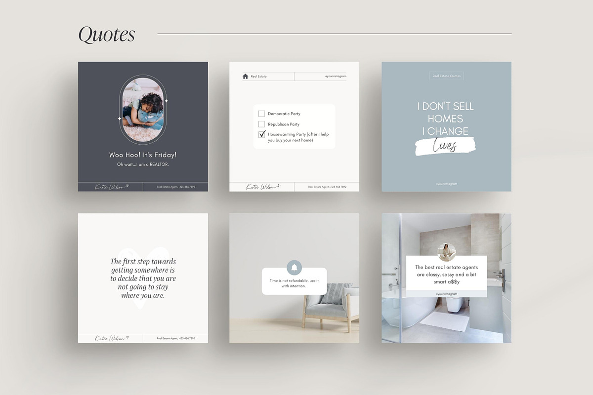 Real Estate Instagram Post Templates, a Social Media Template by LiliesandBerries (Photo 7 of 23)