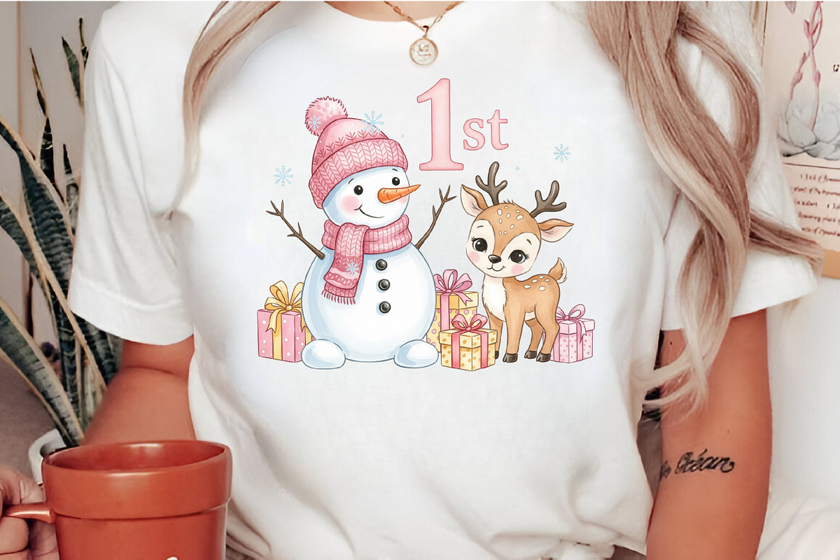 Pink Snowman Baby First Christmas, an Illustration by Craft Nest (Photo 2 of 6)