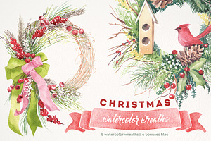 Christmas watercolor wreaths