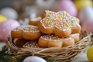 Colorful sweet easter cookies stars, a Food & Drink Photo by AlyaAnd